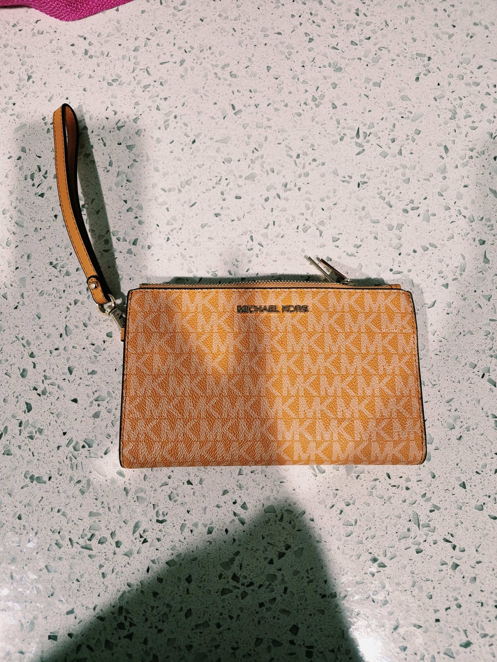 Michael Kors Orange Signature Canvas Wristlet  With Iconic Mk
